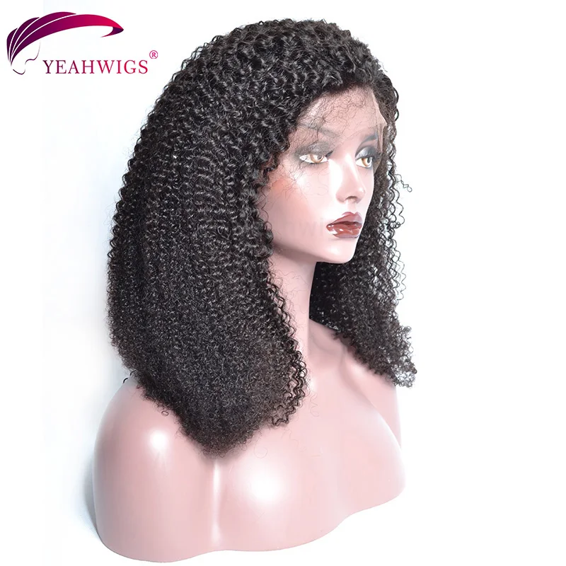 Yeahwigs афро кудрявый парик плотный кудрявый фронтальный парик шнурка Remy 150% плотность фронтальный парик предварительно сорвал с волосами младенца