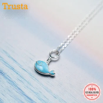 

Trusta 2018 New Women's Fashion 925 Sterling Silver Jewelry Cute Dolphins Pendant Short 40cm Necklace Cute Gift Girls Lady DS268