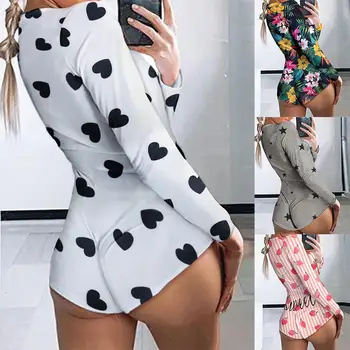 

Sexy bodysuit Comic cartoon comprida decote em v profundo bodycon estiramento collant botão superior curto feminino macacão NEW