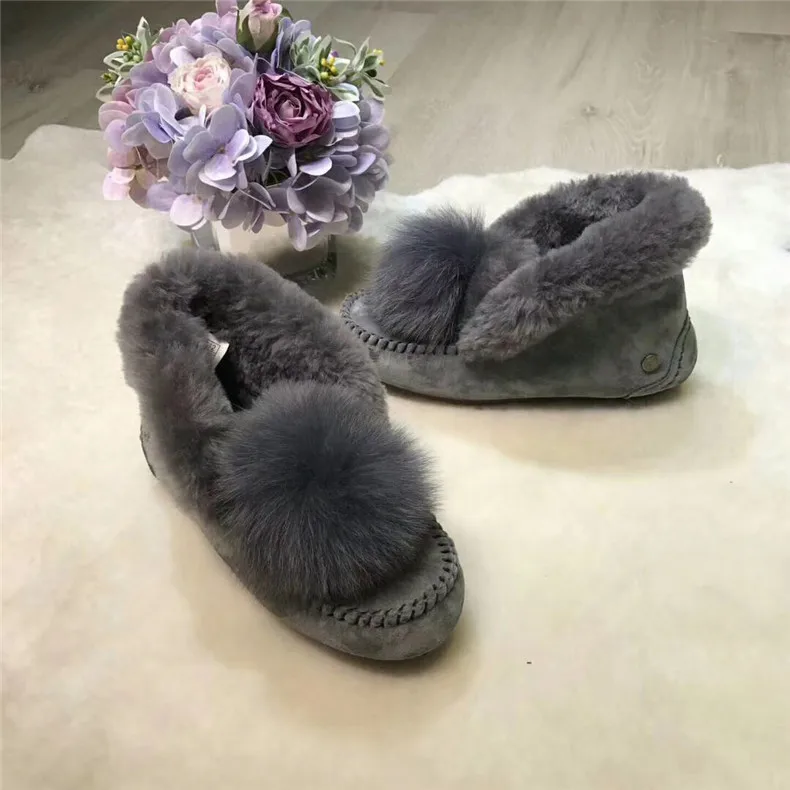 New Warm Natural Fur Women Snow Boots Real Wool Winter Boots Non-slip Rubber Soles Ankle Boots Fashion Female Casual Shoes