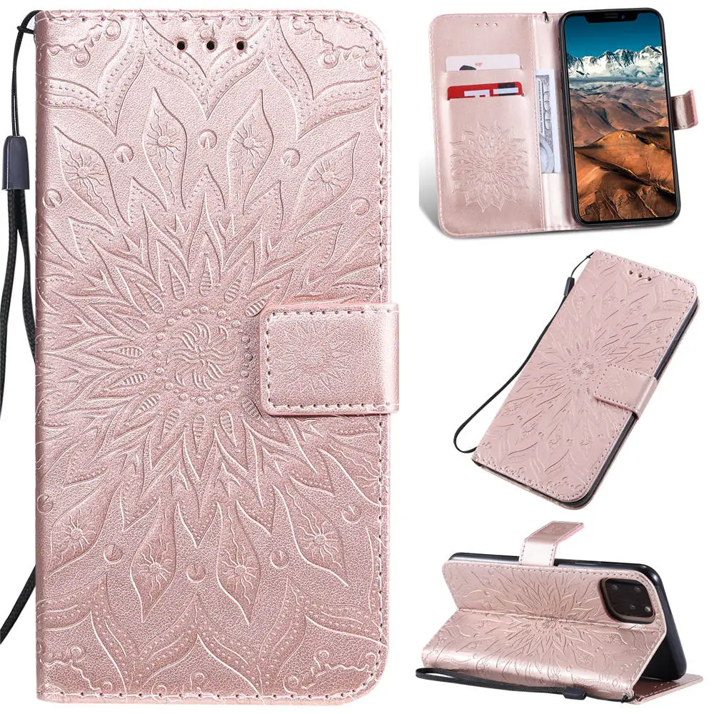 iphone case with card holder Hoa Mặt Trời Flip Da Ốp Điện Thoại Cho Iphone 11 Pro XS Max 8 7 XR X 6 6S 6 Plus SE 2020 Bao Ví Với Khe Cắm Thẻ Giá Đỡ otterbox cases Cases For iPhone