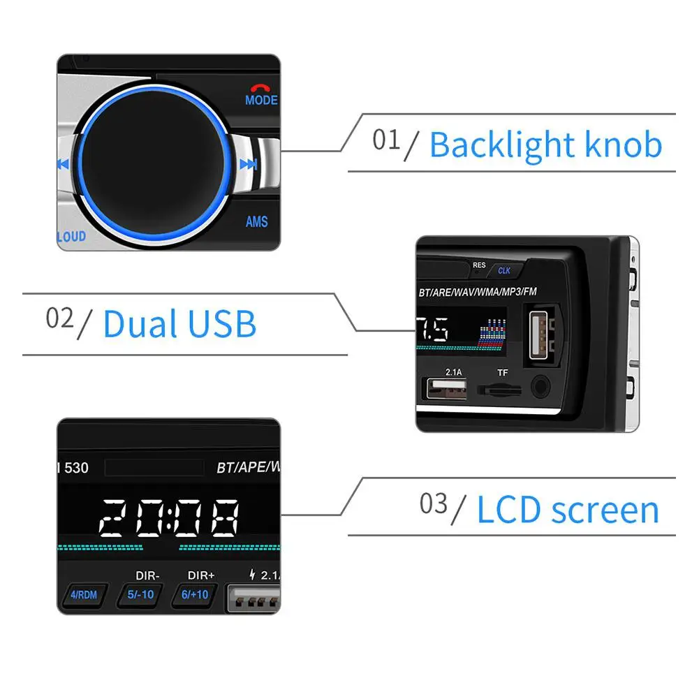 Bluetooth автомобильный аудио стерео 60WX4 автомобильный Радио 12V In-dash 1 Din FM Aux вход приемник USB MP3 MMC WMA автомобильный Радио Mp3 плеер