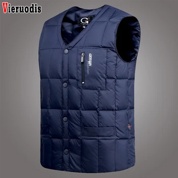 

Male Autumn Winter Warm Vest Male Fashion Casual Sleeveless Waistcoat Mens Down Lightweight Waistcoat White Duck Down Vest