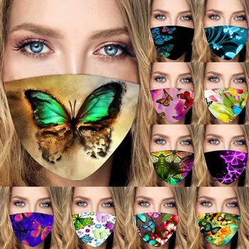 

butterfly print masks for women men outdoor dustproof maske breathing valves mask reuse facemask