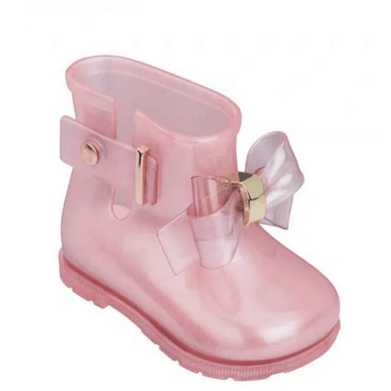 Мини Мелисса 4 цвета резиновые сапоги Новые противоскользящие желе резиновые сапоги для мальчиков Мелисса обувь для девочек прозрачная детская водонепроницаемая обувь
