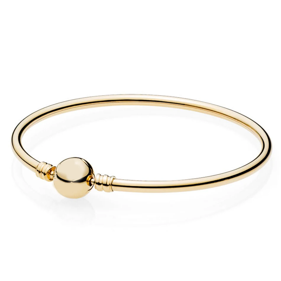 Silver Bangle with Gold Color Beads
