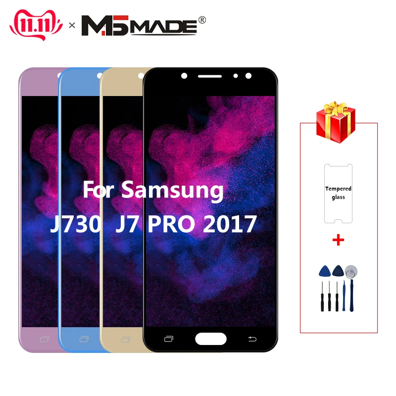 Pаспродажа SM J730GM размер можно регулировать для samsung Galaxy J7 Pro J730G J730F J730GM DS J730 ЖК дисплей J7 2017 Дисплей кодирующий преобразователь сенсорного экрана в сборе