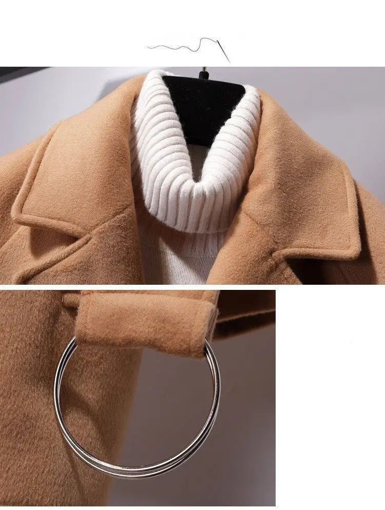 Новое шерстяное пальто женское осеннее зимнее шерстяное пальто Женский Короткий плащ приталенное пальто размера плюс верхняя одежда женская ветровка