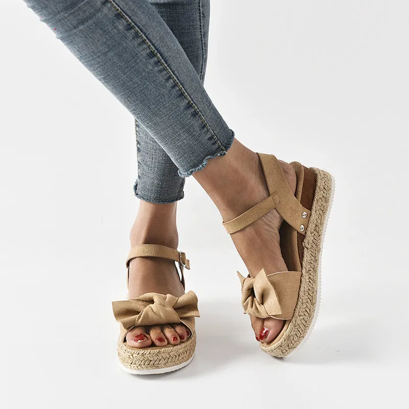 Alpargatas con lazo de leopardo para mujer, sandalias con plataforma de  fondo grueso, zapatos de verano, 2020 - AliExpress Calzado