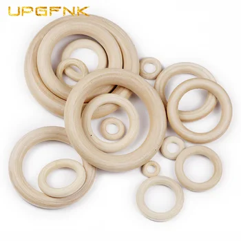 

UPGFNK 20-95mm DIY Natural Wooden Teething Beads Circles Rings Wood Lead-Free Beads for Bracelet Jewelry Making Baby Teethers