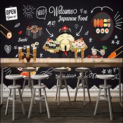 Современные доски ручной росписью милые суши Ресторан обои 3D японские суши Ресторан промышленная декоративная роспись стен 3D