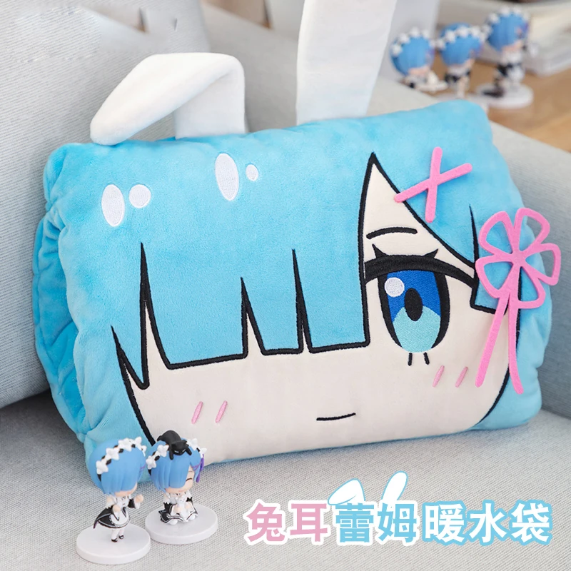 

Japanese Anime Re:Life in a different world from zero Rem Cosplay Cartoon Cute Plush Warm hand pillow Warm water bag Outfit