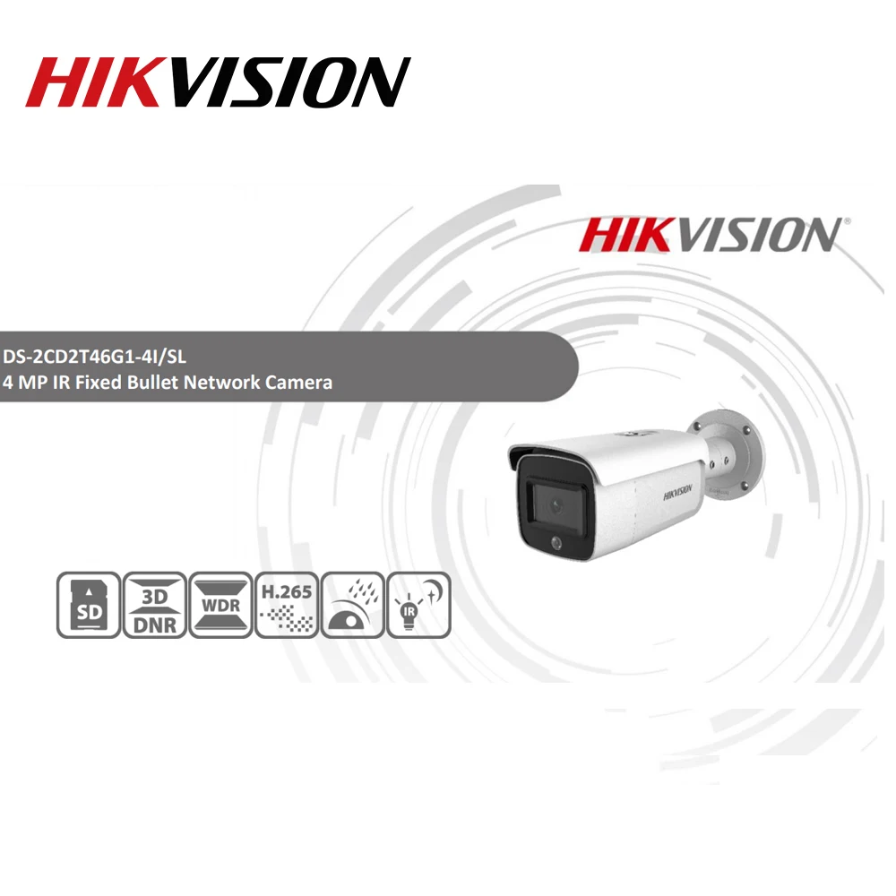 Предпродажа Hikvision оригинальная DS-2CD2T46G1-4I/SL 4MP сетевая пуля POE сетевая камера H.265 слот для SD карты будильник/светильник 10 шт./лот