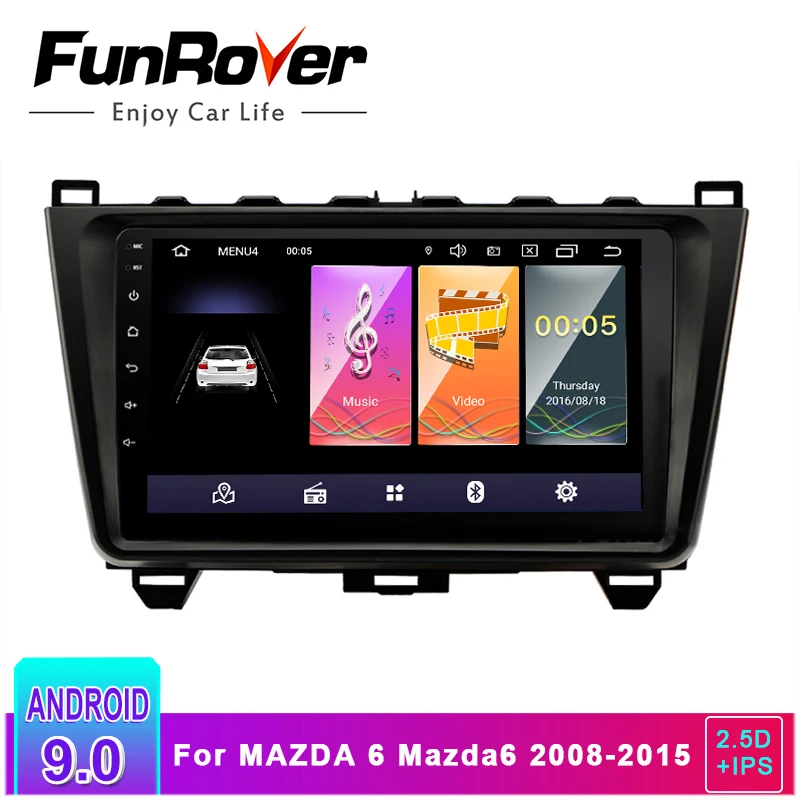 Clearance Funrover 2.5D+IPS 2 din Car Multimedia player Android 9.0 radio navigation DVD For Mazda 6 2008-15 stereo headunit Bluetooth GPS 1