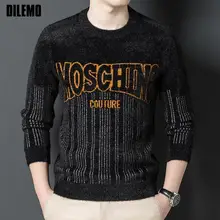 

High End Imitation Mink Designer Luxury Oneck Brand New Fashion Knit Pullover Men Sweater Streetwear Casual Jumper Mens Clothes