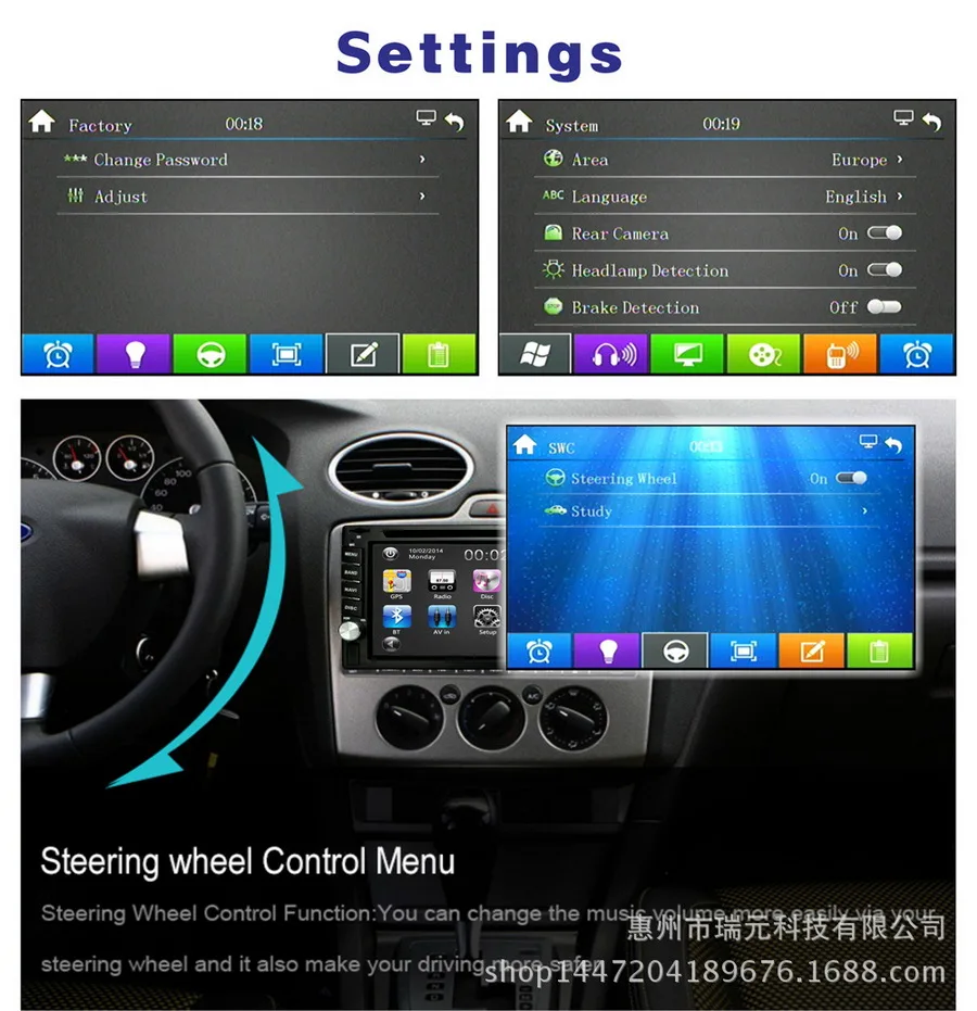 Perfect 10pcs RM- LC353 6.2 inches HD 2din Universal Car DVD GPS Navigation Car Stereo Radio GPS Bluetooth USB / SD Player 5