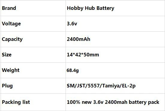 3.6v 2400mah