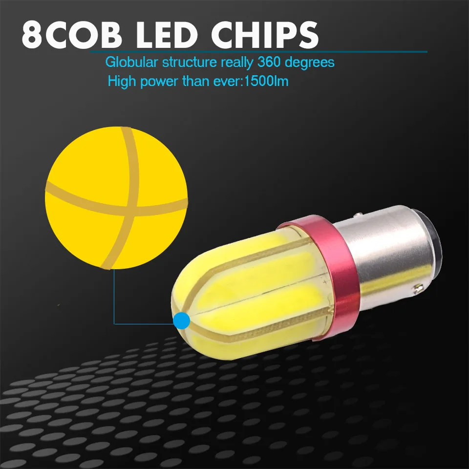 2 шт. супер яркий 8 COB 1500LM Led 1156 BA15S P21W мотоцикл лампочка указателя поворота Янтарный индикаторы для мотоцикла мигалки лампы