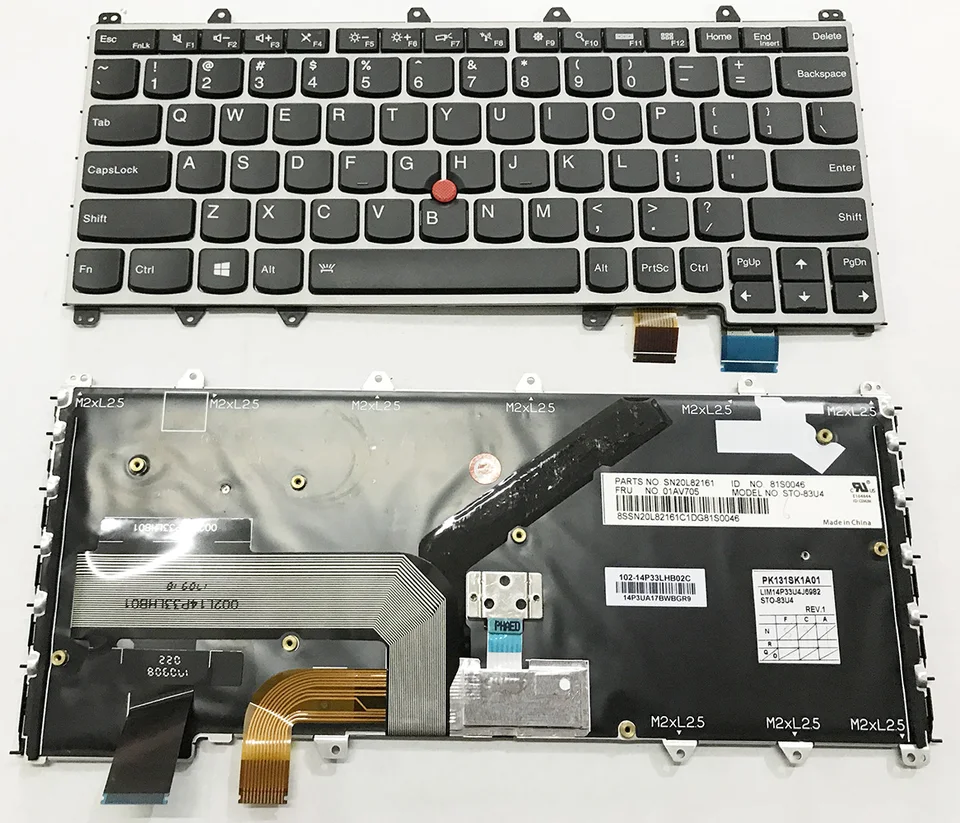 Lenovo Yoga X380 Clavier Italien Noir Rétroéclairé 01HW632