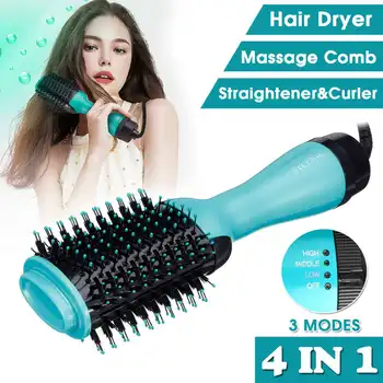 

4 in 1 Hair Dryer Brush Hot Air Comb Electric Hair Curler Hair Straightener Brush Negative Ion Hot Hair Styler Styling Tools