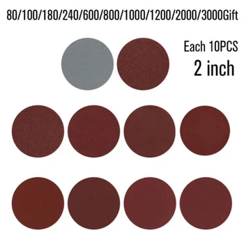 

100Pcs 2 Inch 50mm Sandpaper Sander Disc Mix Sanding Polishing Pad 80-3000 Grit