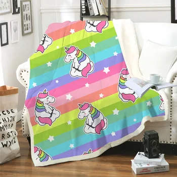 

Anime Unicorn Blankets For Beds Thick Lamb Wool Bedspread On The Bed Sofa Throw Blanket Cartoon Warm Winter Fleece Blanket Adult
