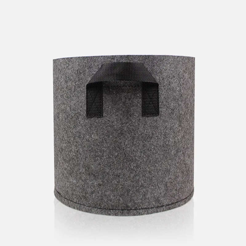 1/2/3/5 Gallon Felt Grey Fabric Plant Grow Bag Garden Planting Bag with Handle Growing Box Vegetable Potato Round Pot Container