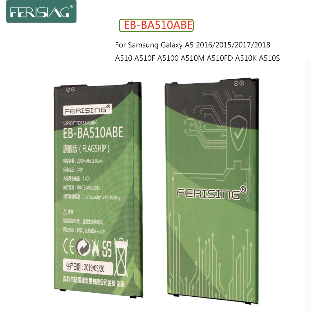 

FERISING EB-BA510ABE battery For Samsung Galaxy A5 2016/2015/2017/2018 A510 A510F A5100 A510M A510FD A510K A510S Batteries