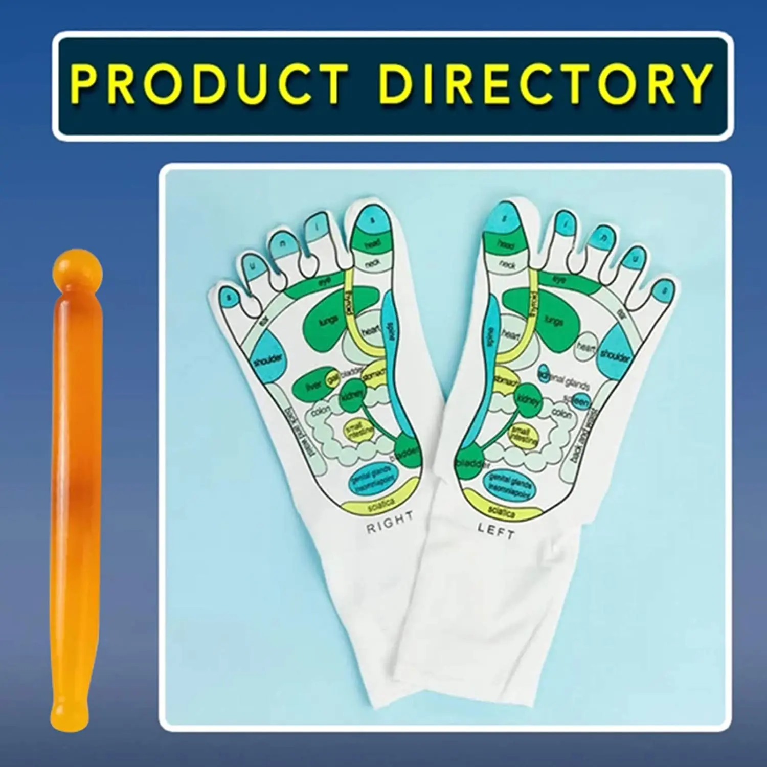 Calzini Per Riflessologia Plantare Con Mappa Dei Punti - Con Penna Massaggiatrice, Taglie 35-39 - Foto 5