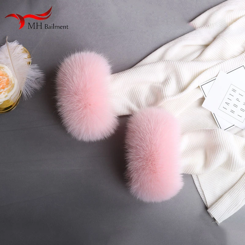 

Real fox fur cuffs winter new clothes arm warmers natural fur wristbands fashion of colors can be customized sleeve sleeves 1
