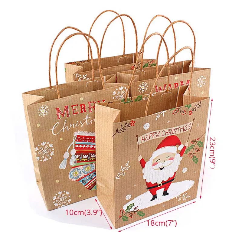 Рождественские рождественские подарочные сумки рождественские украшения для дома подарочная упаковка для конфет пластиковый и бумажный пакеты Kerst новогодние поставки - Цвет: 4pcs bags