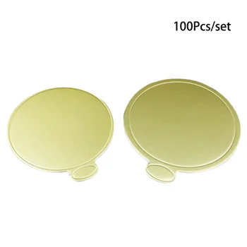 

Durable Multifunctional Portable Shiny Round Paper Coasters Kitchen Tool Cake Paper Board Edge Serving Mousses Gold Disposable