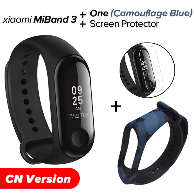 Xiao mi Band 3 mi band 3 фитнес-трекер пульсометр 0,78 ''OLED дисплей Bluetooth 4,2 для Android IOS - Цвет: CN Camou Blue N Film