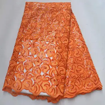 

Luxury Gold Sequin Lace Fabrics High Quality African Lace Fabric Embroidery Organza Lace Fabric with Stones/Beads G5412
