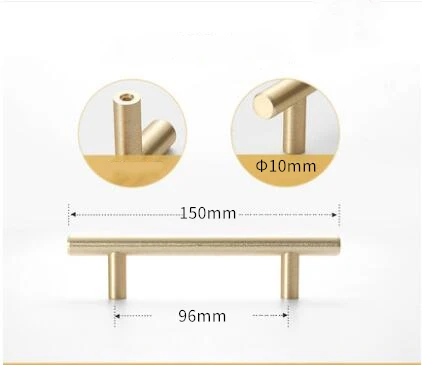 Мебельные ручки 50 мм-500 мм из нержавеющей стали Т-образные ручки для мебельного шкафа ручки и ручки для двери шкафа - Цвет: golden C