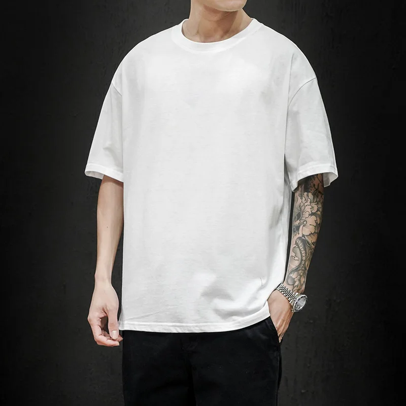 Summer Men's T Shirt Fashion Solid T Shirt Mens Oversized Hip Hop Short Sleeve Casual Cotton Mens Streetwear Top Tees - Image 3