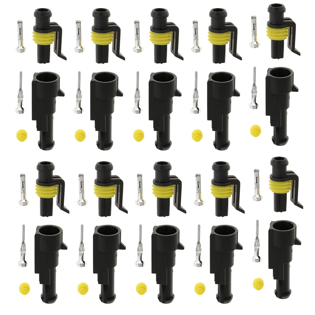 10PCS 1 Pin Sealed Waterproof Electrical Wire Connector Plug Car Set