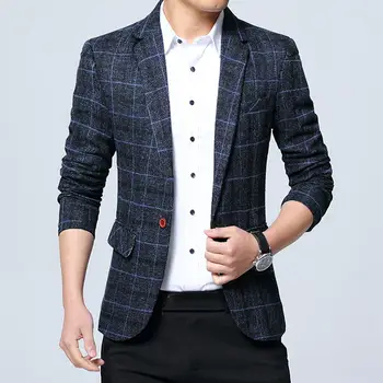 

Fashion Men Plaid Lapel Slim Blazer Jacket Coat One Button Business Suit Slim Blazer Jacket Coat One Button Business Suit Fashio