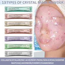 14PCS DIY SPA Collagen Rose Hyaluronic Acid Soft Mask Powder Face Mask Anti Aging Anti Wrinkle Peel Off Rubber Facial Mask