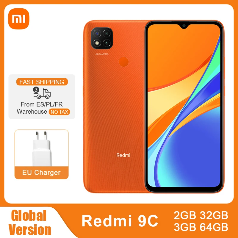 Xiaomi-teléfono inteligente Redmi 9C 9 C, versión Global, 2GB/ 32GB, 3GB/64GB, Helio G35, ocho núcleos, cámaras triples de 13MP, 5000mAh, pantalla de 6,53