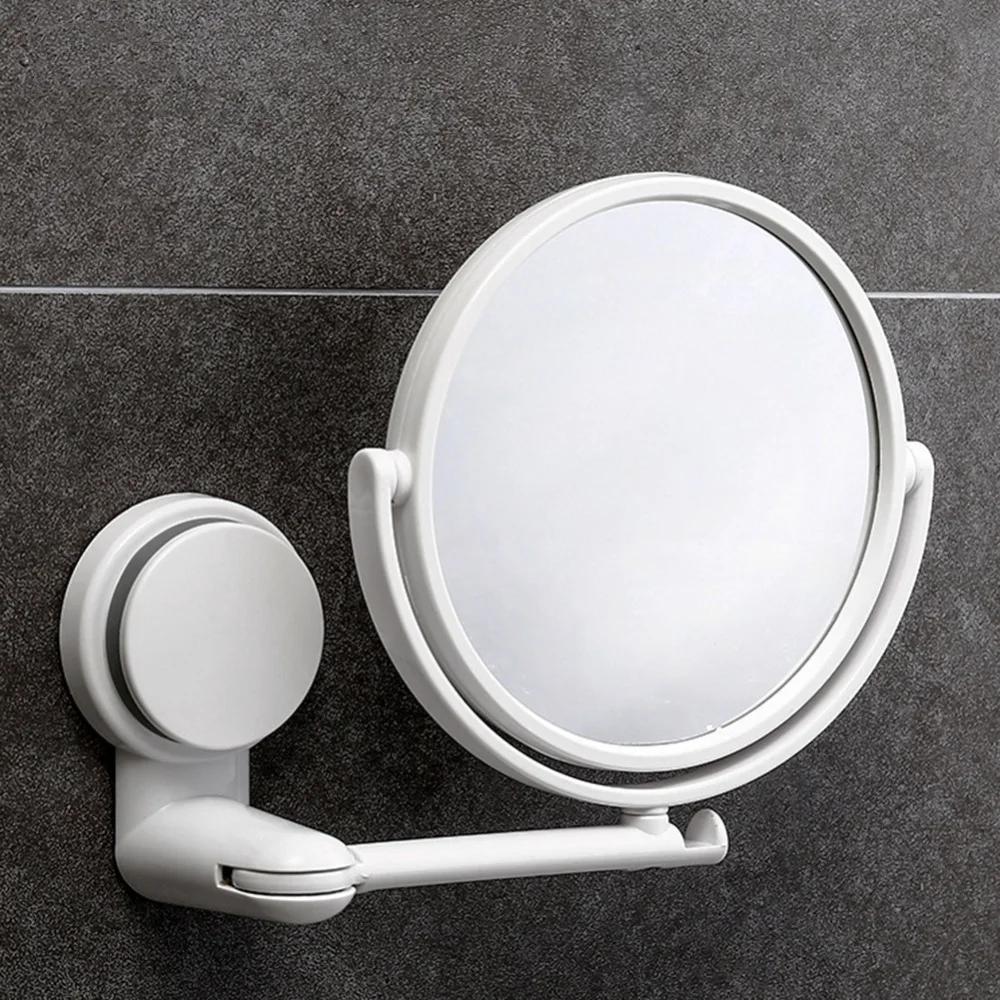 Двухстороннее настенное зеркало для ванной комнаты, косметика, макияж, 360 поворотное зеркало, Декор, настенное всасывающее складное зеркало, зеркала для ванной комнаты