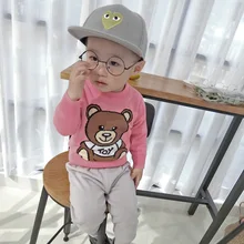 Детский свитер с изображением игрушечного медведя Новое поступление осенне-зимних стильных свитеров из чистого хлопка для мальчиков и девочек модели в Европе