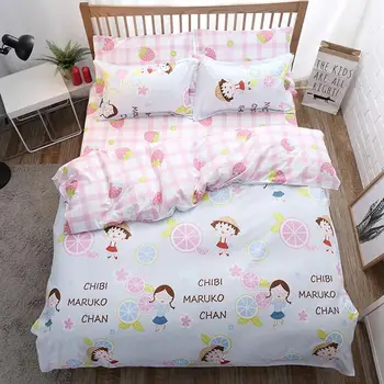 

45 Bedding SetThe red crane 3/4pcs Family Set Sheet Duvet Cover Pillowcase Boy Room flat sheet, No filler 2019 bed set
