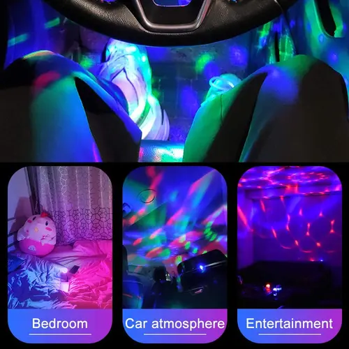 Dj 조명 사운드 파티 자동 USB 미니 디스코 볼 조명 RGB 멀티 컬러 자동차 분위기 룸 장식 램프 매직 스트로브 라이트 3