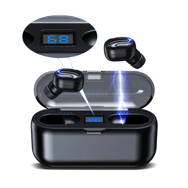 Беспроводные наушники bluetooth с 1200 мАч зарядным чехлом светодиодный дисплей TWS беспроводные наушники гарнитура для телефона с микрофоном