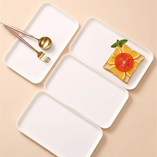 29*17 White Plastic Tray Nordic Simple Multi-function Rectangular Storage Tray Home Kitchen Bathroom Supplies Fruit Dessert Tray 3