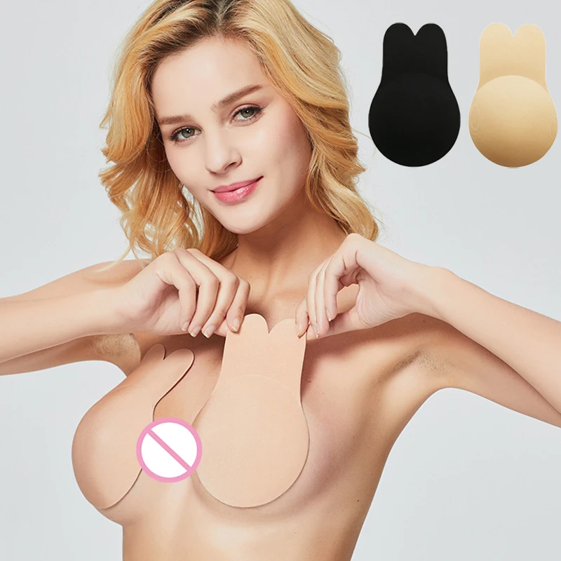 

Women Breast Petals Cute Rabbit Bra Nipple Covers Push Up Invisible Bra Top Reusable Breast Adhesive Bra Bralette Intimates