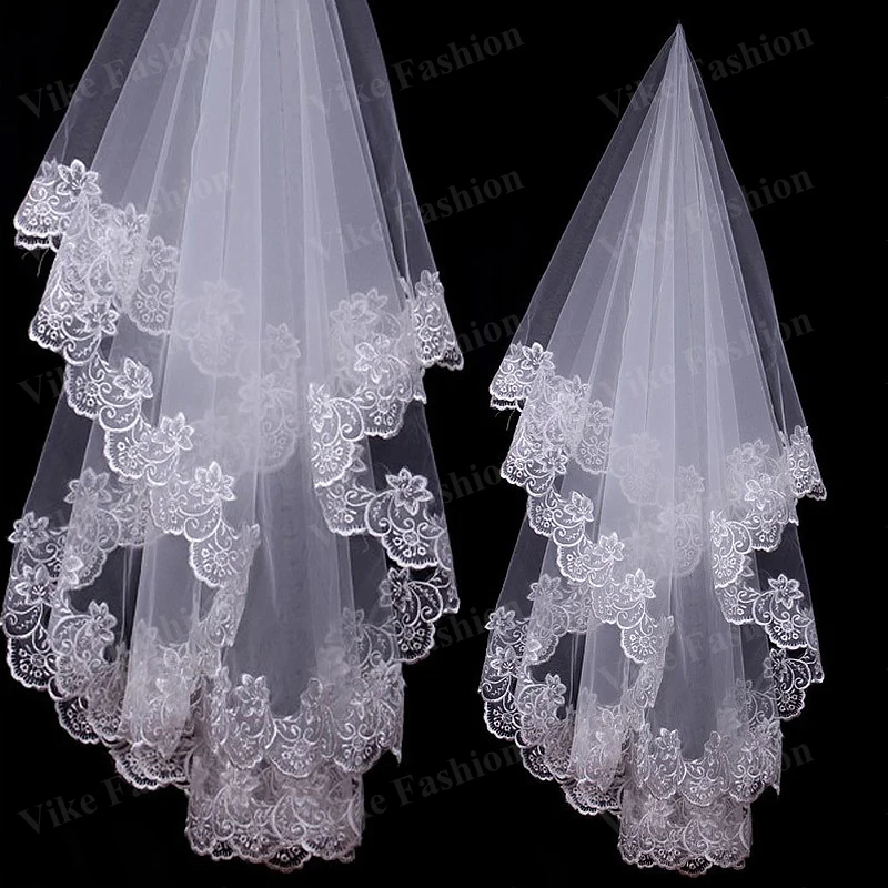 In-Stock-White-Ivory-White-Cathedral-Wedding-Veils-Short-One-Layer-Bridal-Veil-Appliques-Lace-Edge