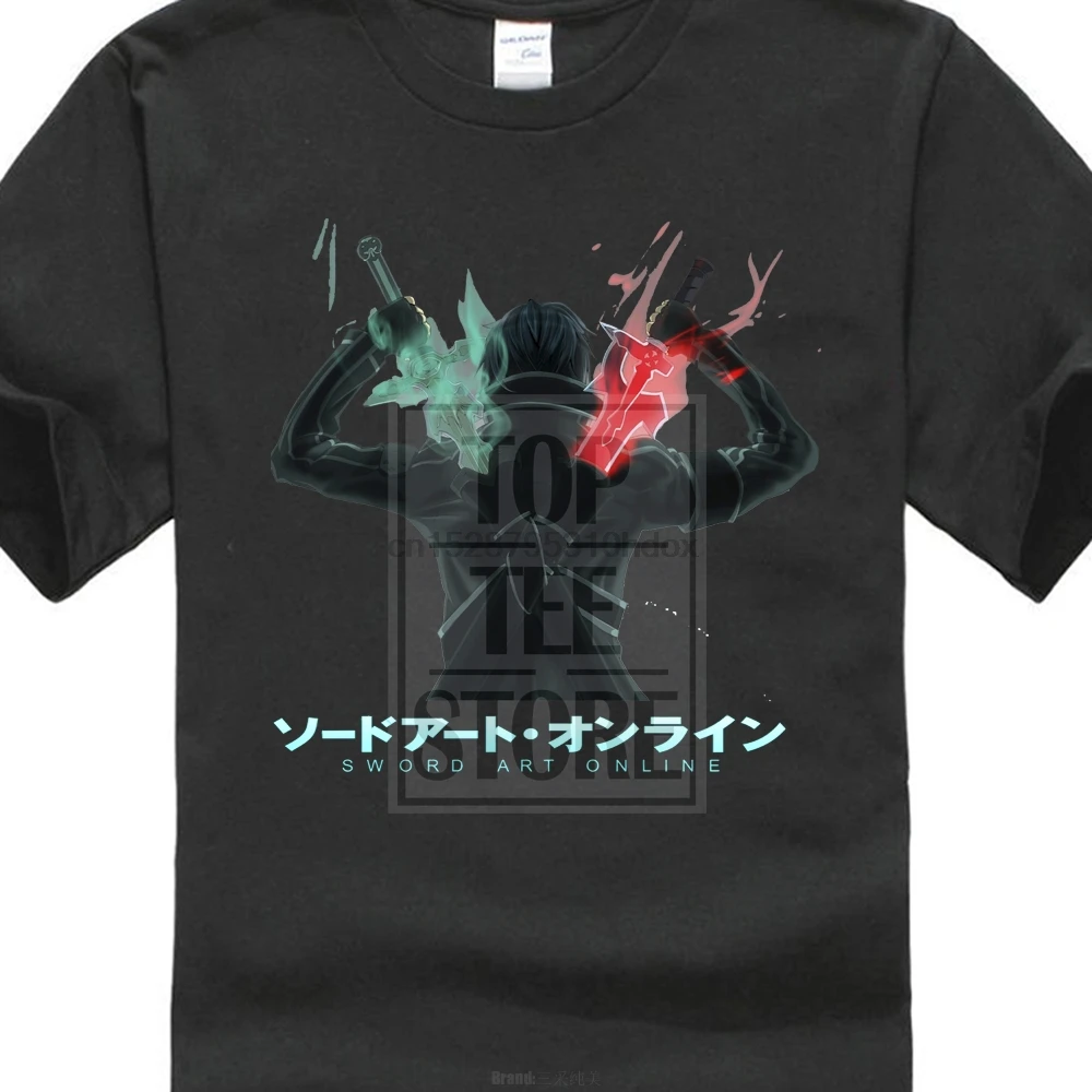 Новинка Sao Sword Art Online Мужская черная футболка с рисунком из аниме размер S 3xl Harajuku