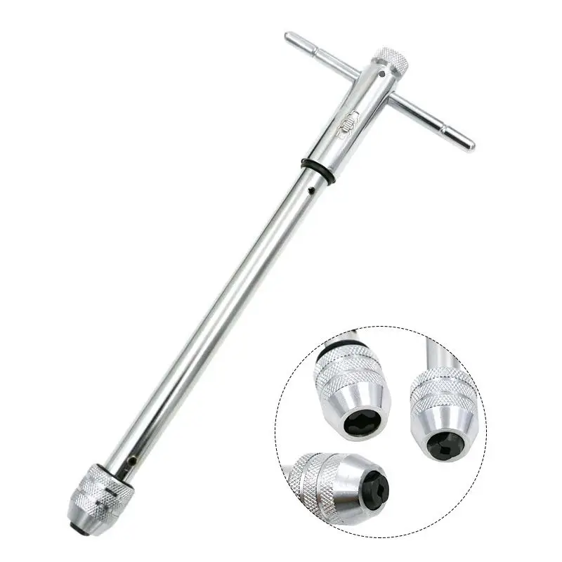 Ratchet Steel T-Handle Reversible Tap Wrench Tapping Threading Tool M5-M12 